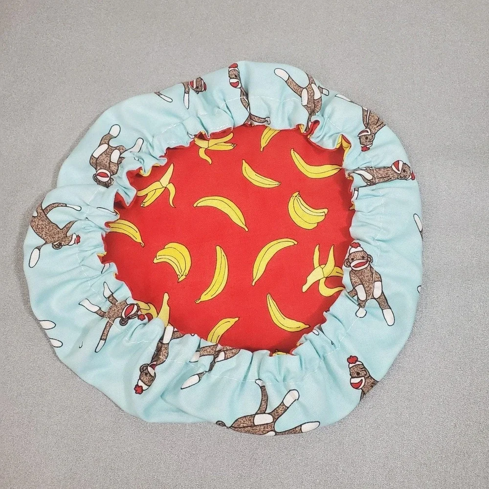 Blue Sock Monkey / Bananas Reversible KitchenAid Mixer Mixing Bowl Cover Baking